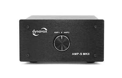 Dynavox AMP-S MKII, Verstärker- und Boxen-Umschalter in Metallgehäuse, für Stereo- und Surround-Verstärker, Verbindung über Bananenstecker oder Klemmanschluss, Schwarz von Dynavox