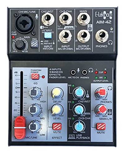 E-Lektron AIM-42 4-Kanal Streaming Audio-Mixer Mischpult inkl. USB Audio-Interface Soundkarte von E-Lektron