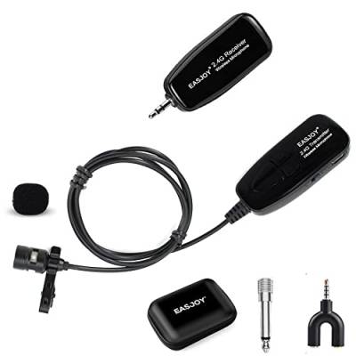 EASJOY 2.4G Wireless mikrofon drahtlos mikrofon Lavalier Microphone für Sprachverstärker Lautsprecher und Aufnahme für iPhone PC Laptop für Lehrer, Lauter Lautsprecher, Smartphone von EASJOY