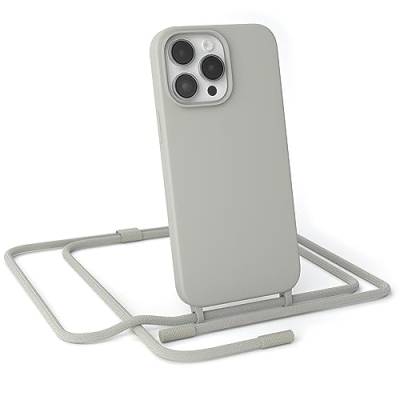 EAZY CASE - Handykette Silikon Premium kompatibel mit iPhone 14 Pro Max Handyhülle mit Umhängeband, Handykordel mit Schutzhülle, Silikonhülle, Hülle mit Band, Kette für Smartphone, Taupe von EAZY CASE