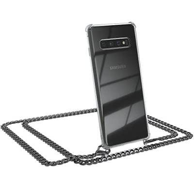 EAZY CASE Handykette kompatibel mit Samsung Galaxy S10 Handyhülle mit Metal Umhängeband und Ersatz Kordel schwarz, Handykordel mit Schutzhülle, Stylische Kette mit Smartphone Hülle, Metal - Anthrazit von EAZY CASE