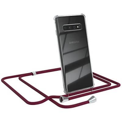 EAZY CASE Handykette kompatibel mit Samsung Galaxy S10 Handyhülle mit Umhängeband, Handykordel mit Schutzhülle, Silikonhülle, Hülle mit Band, Stylische Kette mit Hülle für Smartphone, Burgunder Rot von EAZY CASE