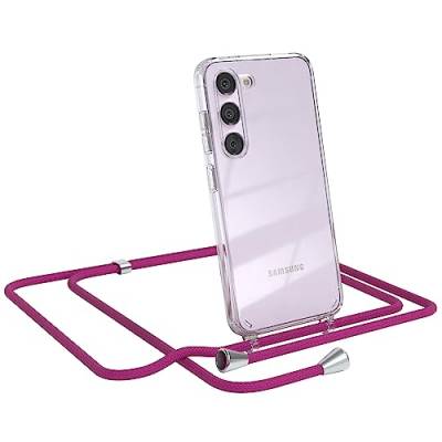 EAZY CASE - Handykette kompatibel mit Samsung Galaxy S23 Kette zum Umhängen für Samsung Galaxy S23 Hülle mit Band aus Silikon stoßfeste transparente Handyhülle als Fallschutz in Pink von EAZY CASE