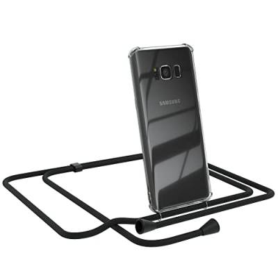EAZY CASE Handykette kompatibel mit Samsung Galaxy S8 Handyhülle mit Umhängeband, Handykordel mit Schutzhülle, Silikonhülle, Hülle, Stylische Kette, Schwarz - Clips Schwarz von EAZY CASE