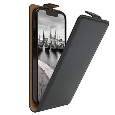 EAZY CASE Hülle kompatibel mit iPhone 13 Mini Flip Cover zum Aufklappen, Handyhülle aufklappbar, Schutzhülle, Flipcover, Flipcase, Flipstyle Case vertikal klappbar, aus Kunstleder, Schwarz von EAZY CASE