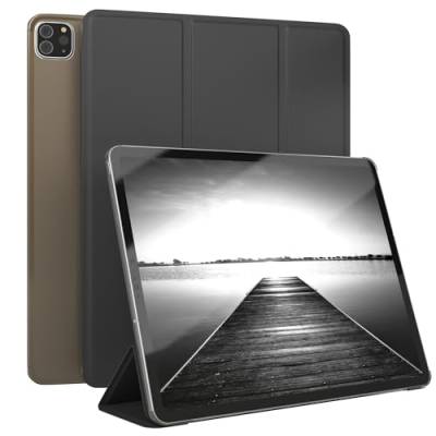 EAZY CASE - Smartcase Tablet Hülle kompatibel mit iPad Pro 12,9 (2018,2020,2021,2022) - mit Standfunktion, Schutzhülle mit Sleep und Wake Funktion, Tablet Klapphülle aus Kunst Leder, Uni Schwarz von EAZY CASE