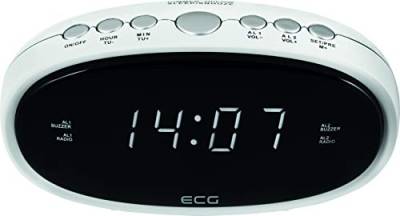ECG RB 010 White Radiowecker – FM Tuner; 10 Vorwahlen; Digitale Uhr/Wecker; Wecken durch Radio/Wecker; Funktion aufgehobene Weckzeit; Ausschalt-Timer Weiß, 1 von ECG
