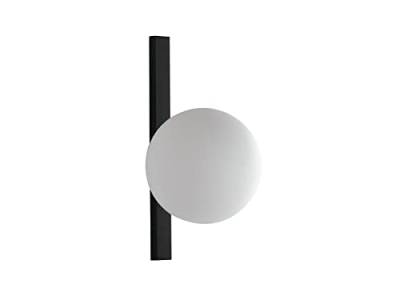 ECO-LIGHT Wandleuchte mit Schalter, Metall Schwarz & Opalglas Kugel Weiß mundgeblasen von ECO-LIGHT