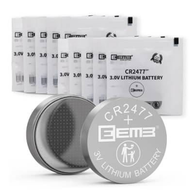 EEMB 10 Pack CR2477 Batterie 3V Lithium Knopfzellenbatterien 2477 Batterie DL2477, ECR2477 für elektronische Kerze, Licht, Fernbedienung, Schlüsselanhänger, Alarm, Kontaktsensor, intelligente Geräte von EEMB