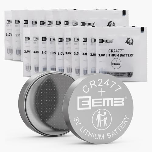 EEMB 20 Pack CR2477 Batterie 3V Lithium Knopfzellenbatterien 2477 Batterie DL2477, ECR2477 für elektronische Kerze, Licht, Fernbedienung, Schlüsselanhänger, Alarm, Kontaktsensor, intelligente Geräte von EEMB