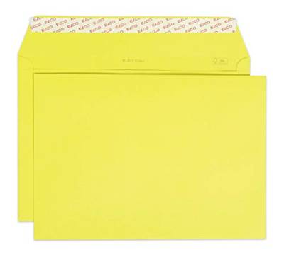 Elco 24095.72 Color Box mit Deckel und 200 Briefumschläge/Versandtasche, Haftklebeverschluss, C4, 120g, intensiv-gelb, Fenster: nein von ELCO