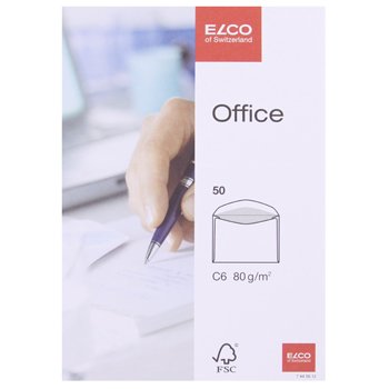 Elco 74456.12 Office Verpackung mit 50 Briefumschläge/Versandtasche, gummiert, C6, 80g, weiss, Fenster: nein von ELCO