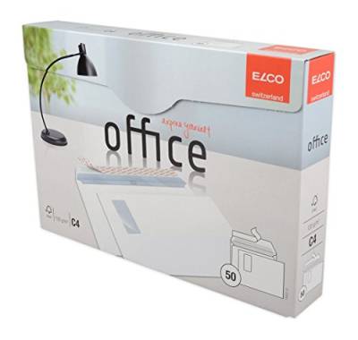 Elco 74522.12 - 50 Briefumschläge mit Fenster Format C4, weiß von ELCO