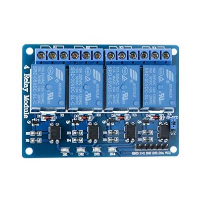 ELEGOO 4 Kanal DC 5V Relaismodul mit Optokoppler für Arduino UNO R3 1280 DSP ARM PIC AVR STM32, Blau von ELEGOO