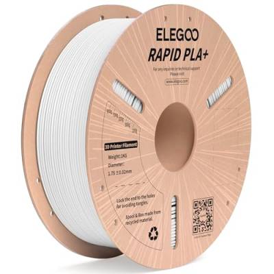 ELEGOO Hohe Geschwindigkeit PLA+ Filament 1.75mm Weiß 1KG, High Rapid PLA Plus 3D Drucker Speedy Filament für 0-600 mm/s Hochgeschwindigkeitsdruck, Maßgenauigkeit +/-0,02mm, 1kg Spule (2.2lbs) von ELEGOO