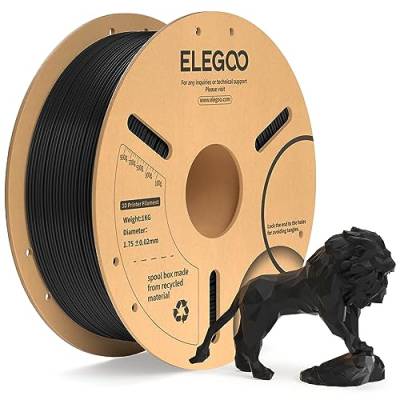 ELEGOO PLA+ Filament 1.75mm Schwarz 1KG, PLA Plus 3D Drucker Filament, Härter und Stärker 3D Druckmaterialien, Maßgenauigkeit +/-0,02mm, Kompatibel mit FDM-Drucker(1KG/Spool, 2.2lbs) von ELEGOO