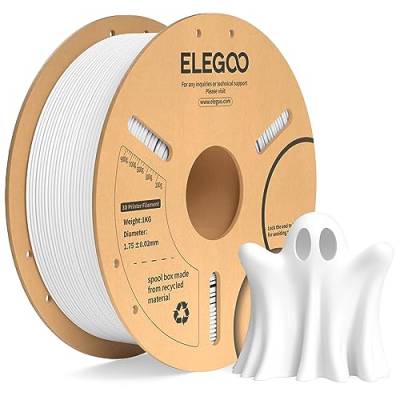 ELEGOO PLA+ Filament 1.75mm Weiß 1KG, Härter und Stärker Filament-3D-Druckmaterialien, Maßgenauigkeit +/-0,02mm, Kompatibel mit den Meisten FDM-Drucker(1KG/Spool, 2.2lbs) von ELEGOO