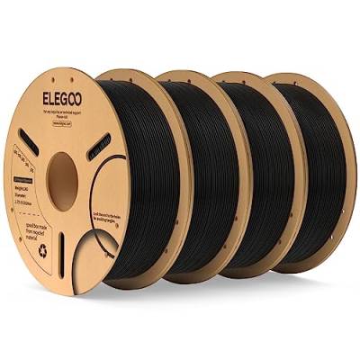 ELEGOO PLA Filament 1.75mm Schwarz 4KG, 3D Drucker Filament Maßgenauigkeit +/- 0,02 mm, 4kg Pappspule (8.8lbs) Filament-3D-Druckmaterialien Passt für die meisten FDM 3D-Drucker von ELEGOO