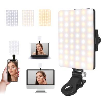EMART Selfie Licht mit Clip, Videoleuchte 60 LED mit 2000mAh Akku, Dimmbare Videolicht 3200k-5600k 3 Lichtmodi und 10-stufiges Dimmen, Video Licht LED für Phone, Tablet, Laptop, YouTube, TikTok von EMART