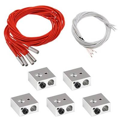 15 Stück Heizblock aus Aluminium für 3D-Drucker 12 V 40 W Kartuschenwärmer aus Keramik Einzelkopf mit Kabel und NTC 100 K Montagewerkzeug Thermistor von EMSea