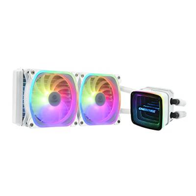 ENERMAX AQUAFUSION ADV Snow Edition ARGB 240mm AIO CPU Wasserkühlung Dual Chamber Intel LGA1700/AMD AM5 Support 330W+ TDP (2x SquA RGB White 120 PWM Lüfter); ELC-AQFA240-SQA, weiß von ENERMAX