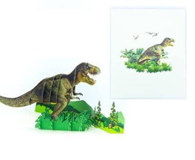 ETA 3D Dinosaurier Pop Up Karte, 3D Dino Karte, Geburtstag Pop Up Karte, Natur Karte, Vatertagskarte, 3D Karte für Papa Sohn Enkelkind A10 von ETA