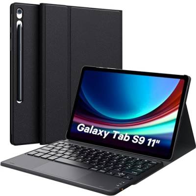 Earto Tastatur Tablet Samsung Tab S9, Touchpad für Samsung Galaxy Tab S9 11 Zoll 2023, 2 Kanäle BT, abnehmbare AZERTY-Tastatur für Tab S9 (SM-X710/X716B/X718U), Schwarz von Earto