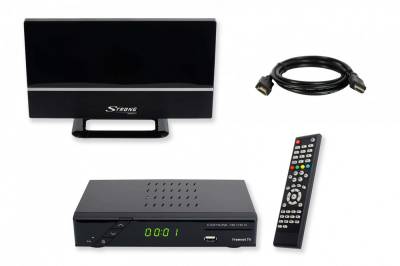 EasyOne 740 HD freenet TV DVB-T2 HD Receiver (2m HDMI Kabel, passive DVB-T2 Antenne) von EasyOne