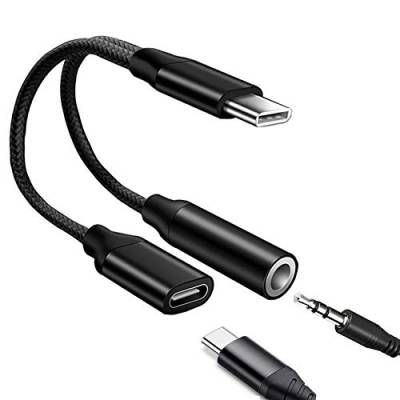EasyULT USB C zu 3.5mm Klinke, 2 in 1 Typ C Auf 3.5mm Klinke, USB-C Audio Adapter Aux, Aux Splitter Adapter für Huawei P40/P30/P20 Pro, Galaxy S22 S21 S20 Ultra Note 20 S10 von EasyULT