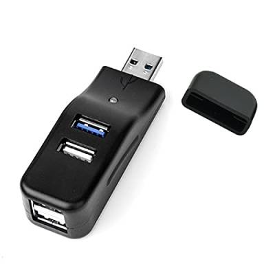 EasyULT USB Hub 4 Port,1*USB3.0 und 3*USB2.0,ABS-Kunststoff Hub,für Notebook PC,Laptop,USB Flash Drives,Mobile HDD (Schwarz) von EasyULT