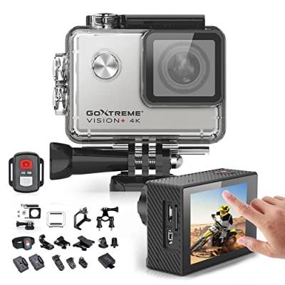 GoXtreme Vision+ 4K Ultra HD Action Cam, 4K@30fps, 5cm (2,0 Zoll) Touchscreen, 170° Weitwinkel, wasserfest bis 30m, 12MP Sensor, Silber von Easypix