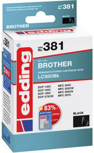 Edding Druckerpatrone ersetzt Brother LC-980BK Kompatibel Schwarz EDD-381 18-381 von Edding