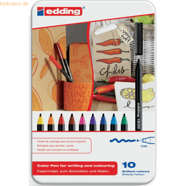 Edding Fasermaler edding 1300 color pen ca. 2mm VE=10 Farben von Edding