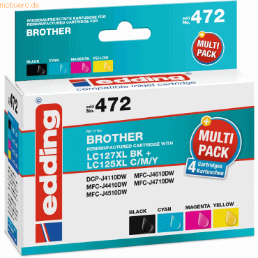 edding Druckerpatronen Multipack kompatibel mit Brother LC127XL+125XL von Edding