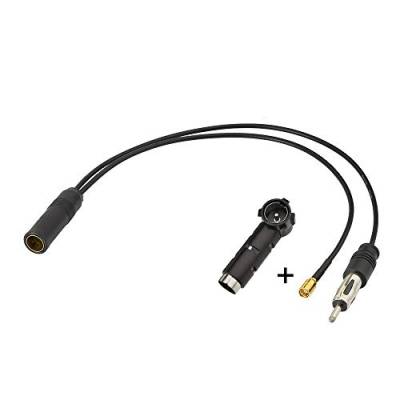 Eightwood Antenneadapter SMB Kabel Din Buchse auf Din Stecker(2din) auf SMB Stecker mit DIN-ISO Adapter RG174 30cm für AM/FM DAB Autoradio MEHRWEG von Eightwood