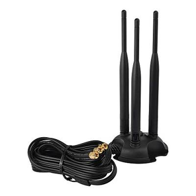Eightwood WiFi Antenne 2.4G / 5.8G, 3 RP-SMA Adapter Verlängerungskabel für WLAN PCI WiFi Karten Wirelesse Router, Mobile Hotspot, PCI PCIe WiFi Card, External WiFi USB Adapter von Eightwood
