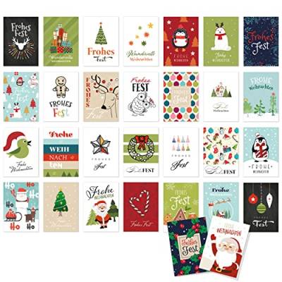 30 moderne Weihnachtskarten Klappkarten Mix mit Umschlag - großes Motiv Weihnachten Grußkarten Set von Einladungskarten Manufaktur Hamburg