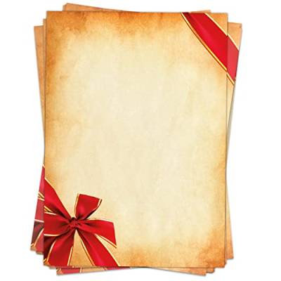 50 Blatt Weihnachtspapier (A4) | Vintage mit Schleifen | Weihnachtsbriefpapier Motivpapier | edles Briefpapier Weihnachten | beidseitig weihnachtlich bedruckt von Einladungskarten Manufaktur Hamburg