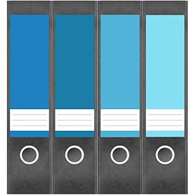 Etiketten für Ordner | Farbmix Blau 6 | 4 breite Aufkleber für Ordnerrücken | Selbstklebende Design Ordneretiketten Rückenschilder von Einladungskarten Manufaktur Hamburg