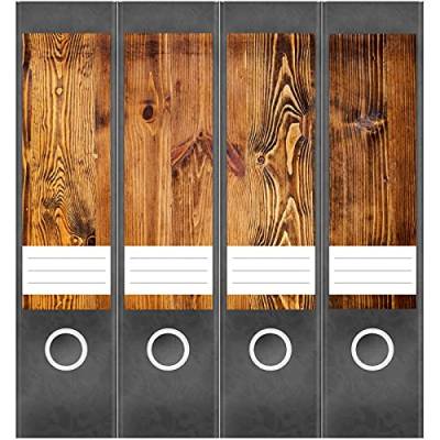 Etiketten für Ordner | Holz dunkel | 4 breite Aufkleber für Ordnerrücken | Selbstklebende Design Ordneretiketten Rückenschilder von Einladungskarten Manufaktur Hamburg