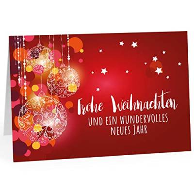 Große XXL Weihnachtskarte DIN A4 mit Umschlag - Frohe Weihnachten grafisch klassisch rot - Übergroße Klappkarte mit nettem Weihnachts Gruß zu Weihnachten von Einladungskarten Manufaktur Hamburg