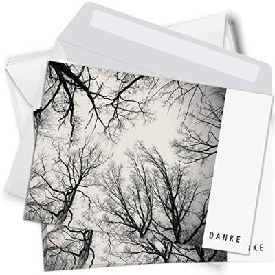 Trauer Danksagungskarten mit Umschlag | Motiv: Kahle Bäume, 10 Stück | Dankeskarten DIN A6 Set | Trauerkarten Danksagung Danke sagen von Einladungskarten Manufaktur Hamburg