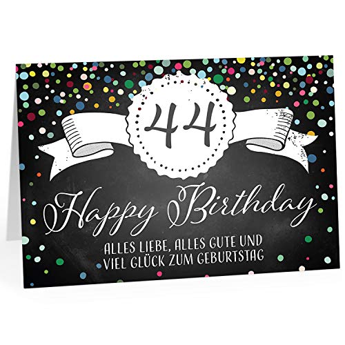 XXL Geburtstagskarte (A4) | Tafel Look Konfetti | mit Umschlag | Glückwunsch zum 44. Geburtstag | edle und hochwertige Klappkarte | Grußkarte | Maxikarte extra groß von Einladungskarten Manufaktur Hamburg