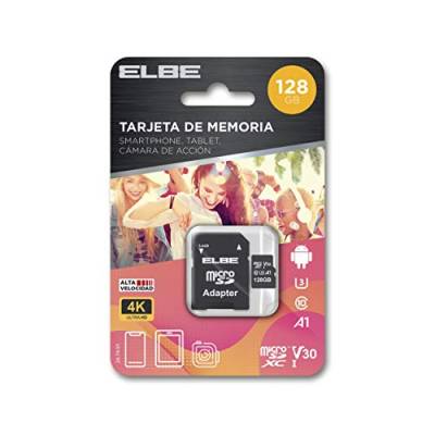 ELBE - Micro-SD-Speicherkarte mit 128 GB (bis zu 100 MB/s, Klasse 10, U3, V30, Video 4 K, Full HD 1080p und Digitale Fotografie, Adapter enthalten SD auf Micro SD). von Elbe