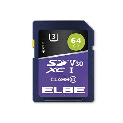 ELBE SD3064 64GB SDXC-Speicherkarte (bis zu 100MB/s, Class 10, U3, V30, 4K Full HD 1080p) von Elbe