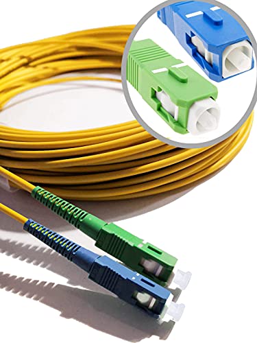 Elfcam® - 1m LWL Glasfaser-Kabel SC/APC auf SC/UPC Stecker, Simplex 9/125μm Patchkabel, Lichtwellenleiter LSZH, Gelb, 1 Meter von Elfcam