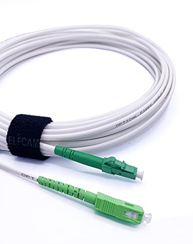 Elfcam® - 1m LWL Glasfaser-Kabel Simplex LC/APC zu SC/APC Stecker, 9/125μm OS2 Patchkabel LSZH, FTTH Lichtwellenleiter, Weiß (1M) von Elfcam