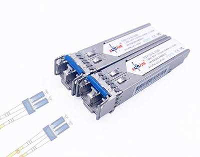 Elfcam® - 2 Stück 1,25 Gbps SFP, LWL-Patchkabel Stecker LC/UPC Duplex (1310nm, 10KM) von Elfcam
