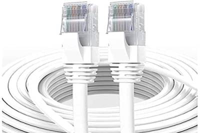 Elfcam® - 3,5 Meter Ethernet Kabel Cat 7 Rund, LAN/WLAN Kabel mit Vergoldetem RJ45 Stecker, Netzwerkkabel 100% Kupfer Starres Verlegekabel, SFTP, 28 AWG, Weiß, 3,5m von Elfcam