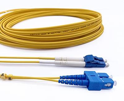 Elfcam® - 30m Glasfaser-kabel LWL LC/UPC zu SC/UPC, Glasfaser Patchkabel OS2 Singlemode Duplex 9/125um LSZH, 30M von Elfcam